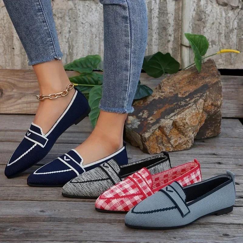 Fashion Women's Ballet Flats Shoes Pointed Toe Barefoot Slip-on Sandals Casual Low Heel Luxury Brand Loafers Woman Designer Shoes