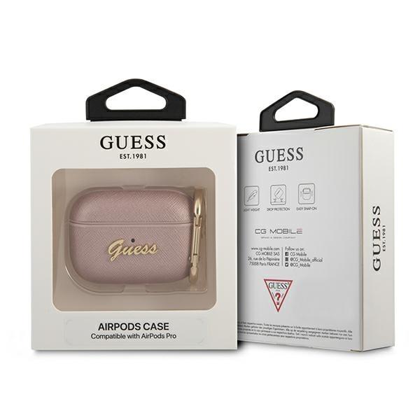 Guess Guapsasmp Airpods Pro Cover Różowy/Pink Saffiano Script Metal Collection
