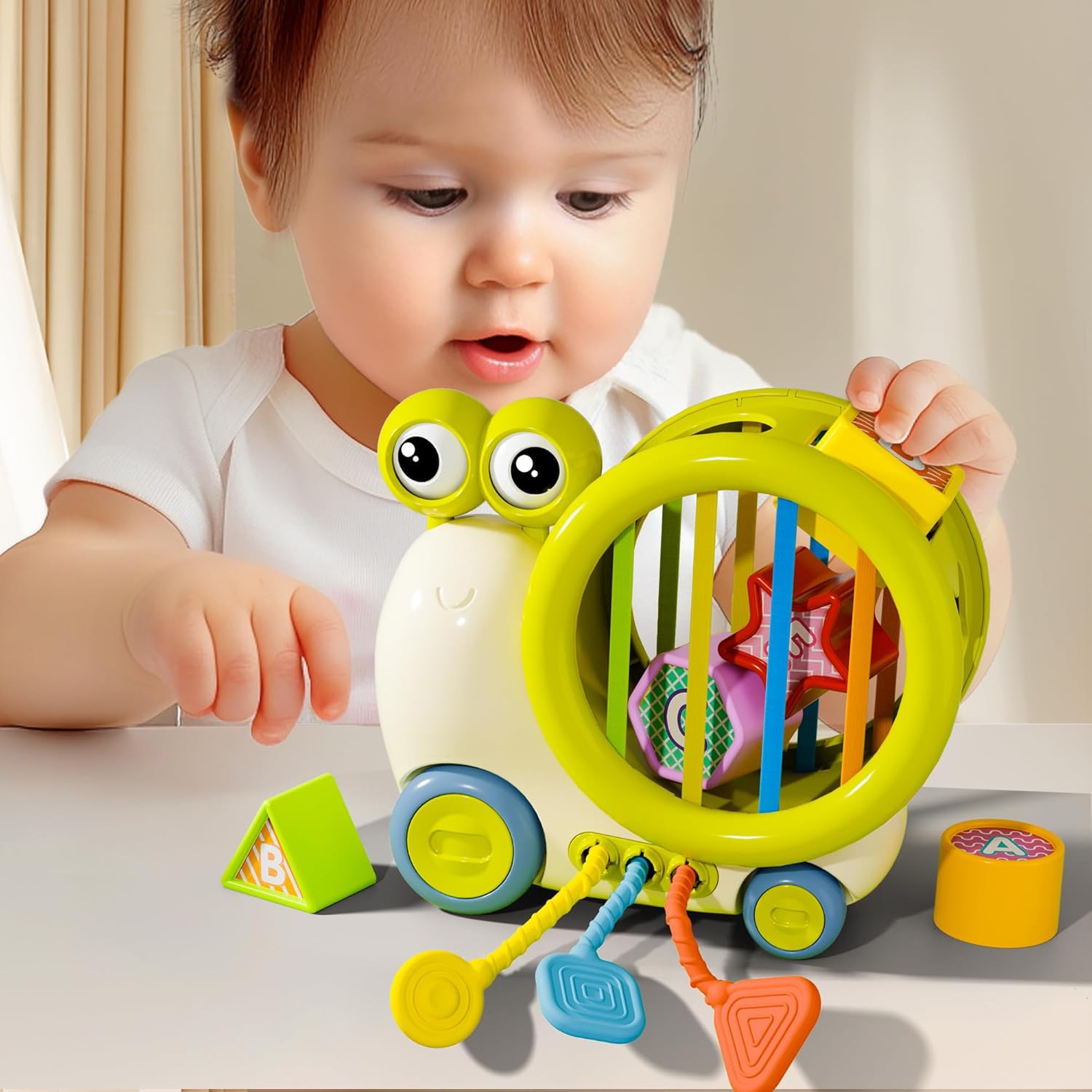 

MFDXWCV Snail Baby Toy, Montessori Educational Toy for Toddlers 6-18 Months, Ages 0, 1, 2, and 3, Birthday Gift for Boys and Girls