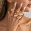 European and American Retro Portrait Cross Open Ring, Ethnic Flower Ins Micro-diamond Love Ring Jewelry