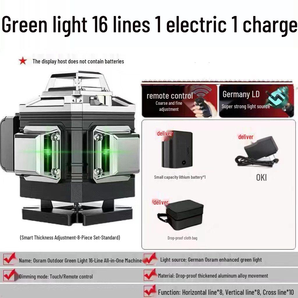 High Precision 16-Line Green Laser Level for Outdoor Projection
