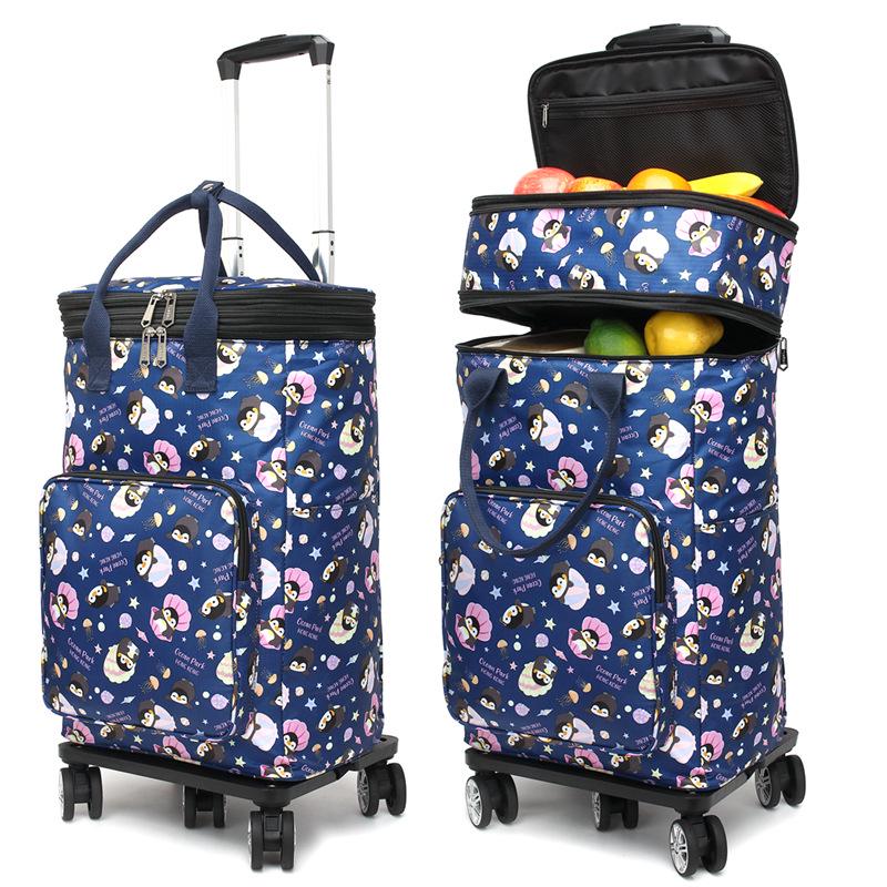 Carrello della spesa pieghevole leggero con manico telescopico e ruote universali per generi alimentari e campeggio