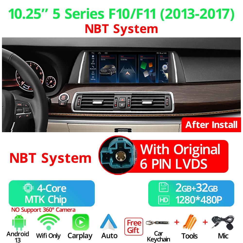 10.25" Multimedia  Player GPS Carplay Car Radio For BMW 5 Series F10 F11 2011-2017 CIC NBT System Android 13
