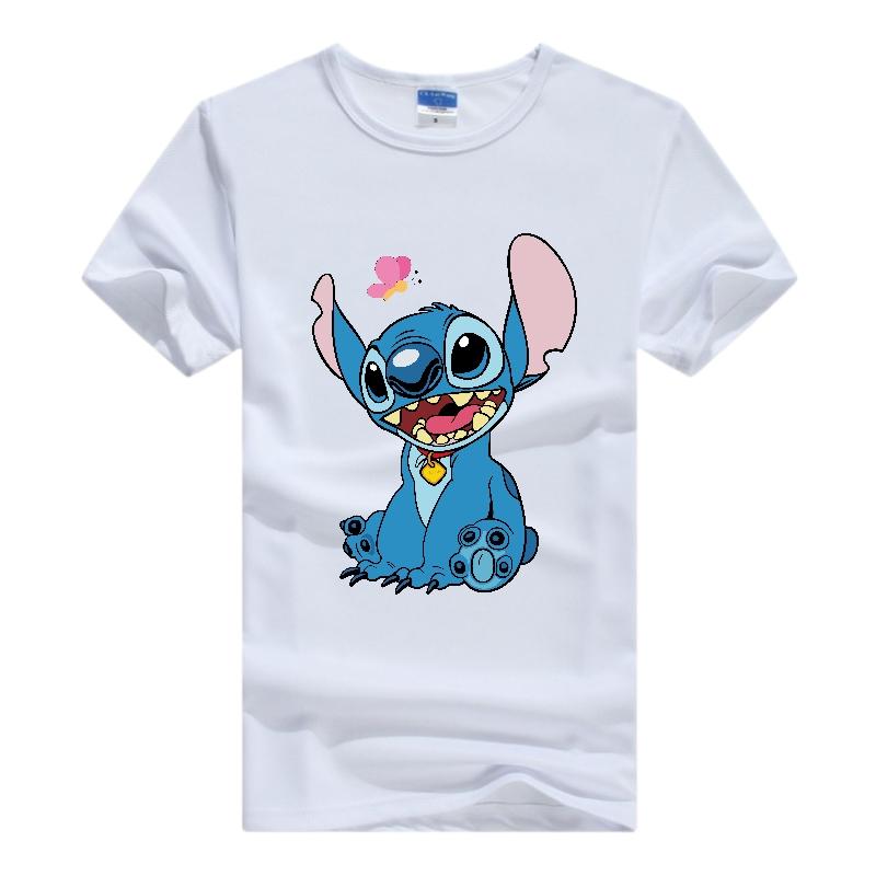 Casual Disney Cartoon Woman T-shirts Lilo Stitch Gothic Blouses Y2K Streetwear Tops Stich Grunge Men Clothing Summer Hippie Tees