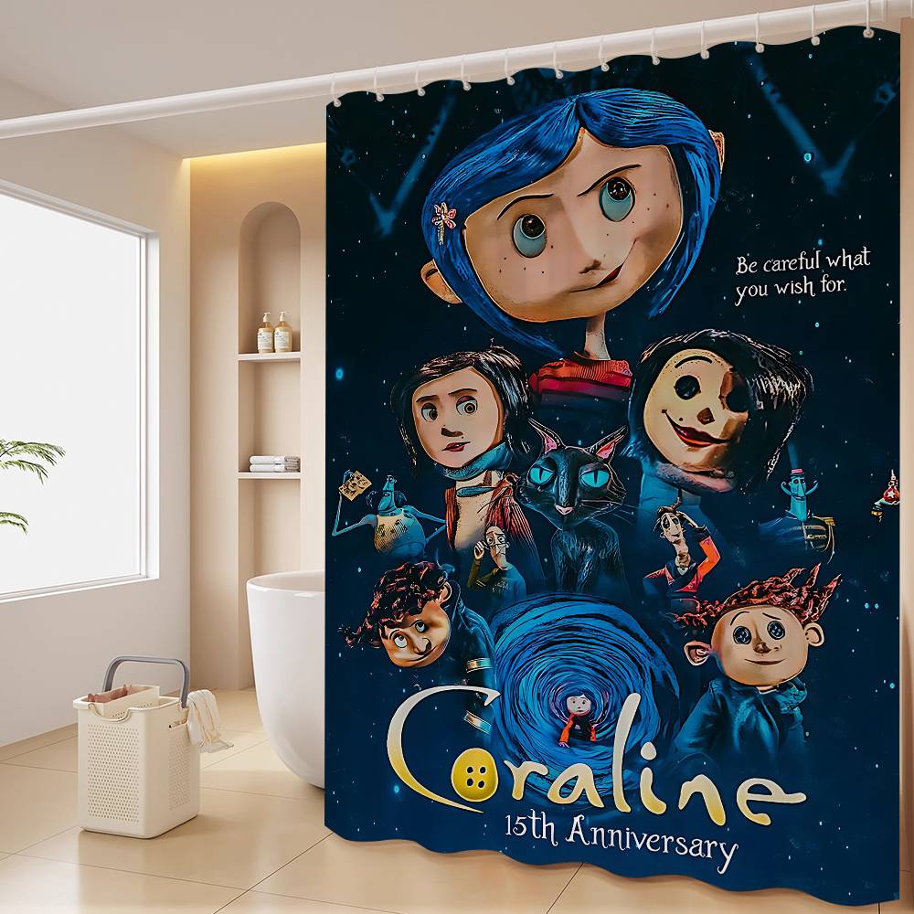 Anime Movie Coraline Shower Curtain - Water-Repellent And Leak-Resistant, Mold And Mildew Resistant For