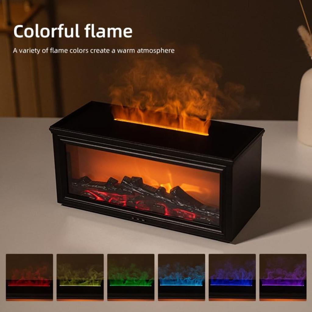 280ML Haard Diffuser Essentiële Oliën Diffuser Vlam Luchtbevochtiger met 7 Kleurrijke Lichten Timer Afstandsbediening voor Huis Kantoor Slaapkamer Yoga SPA Hotel