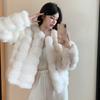 Autumn and Winter Thick Warm Fox Fur Jackets for Women Fashion Street Casual Short Coats Women Vintage Plush Round Neck Woman Jacket  Tops 25083