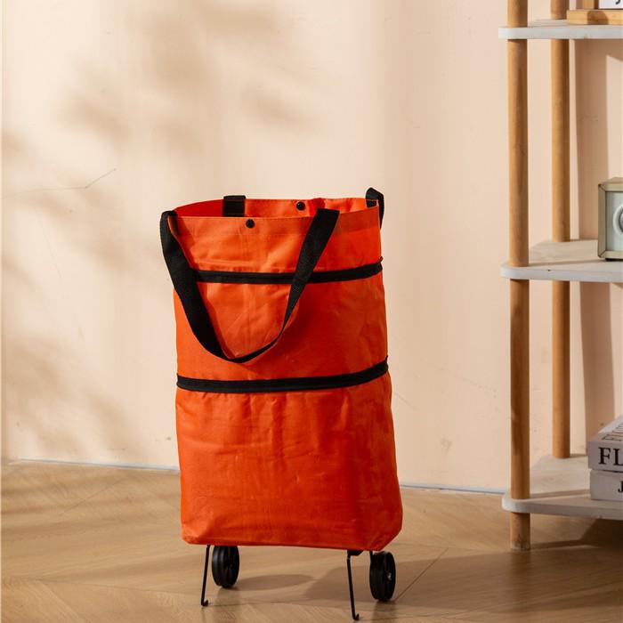 Folding Waterproof Oxford Cloth Shopping Bag with Trolley Wheels