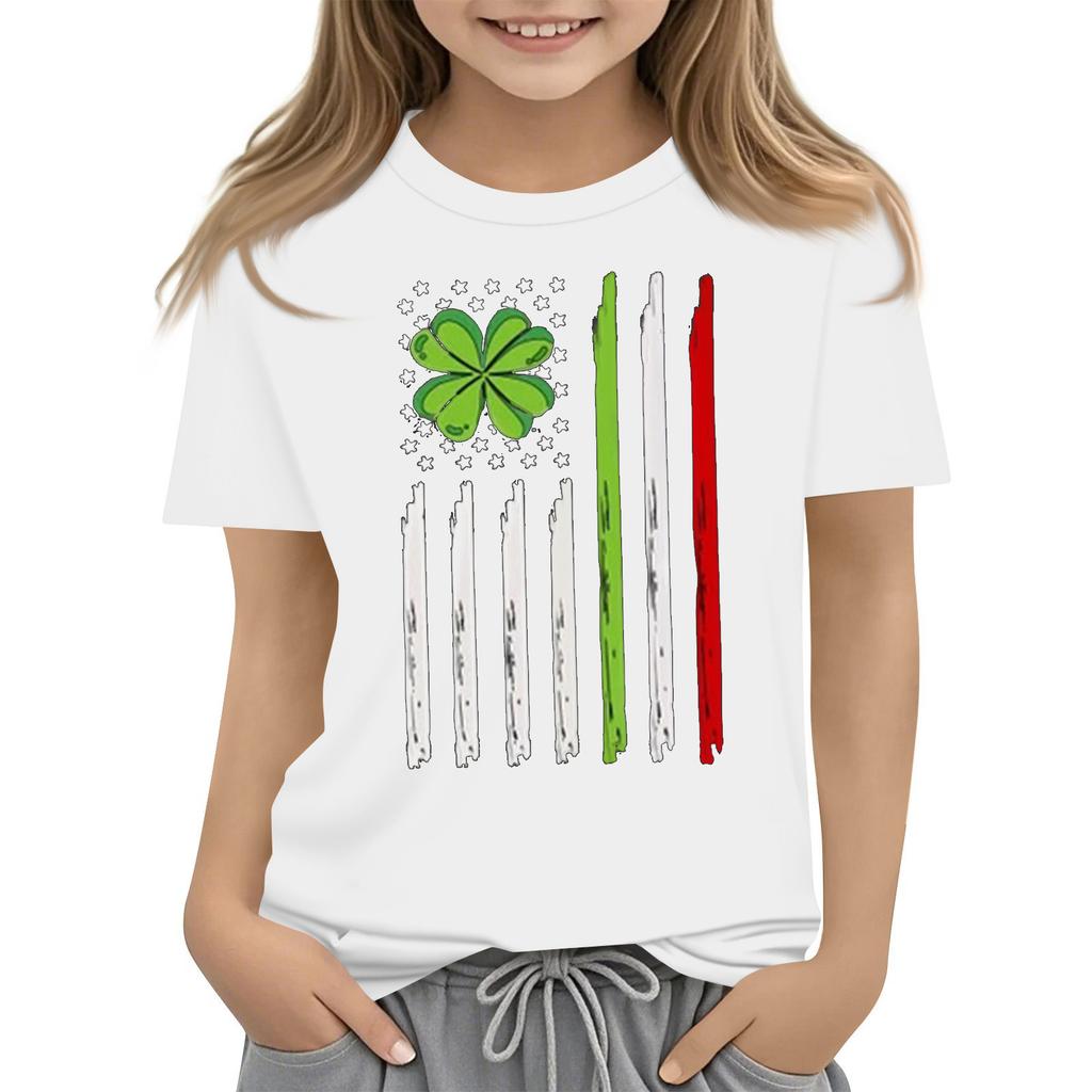 Children's Round Neck Casual Saint Patrick Printed Short Sleeve T-Shirt