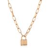 Fashion Punk Alloy Chain Necklace With Lock Pendant For Casual Wear Gifts And