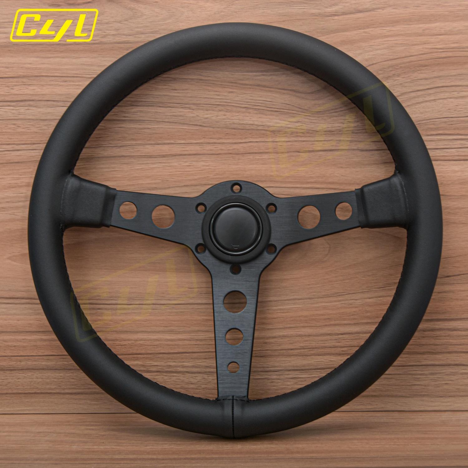 JDM Prototipo Style Black Edition Steering Wheel 14inch Leather Modified Sports Steering Wheel Car Accessories Napa