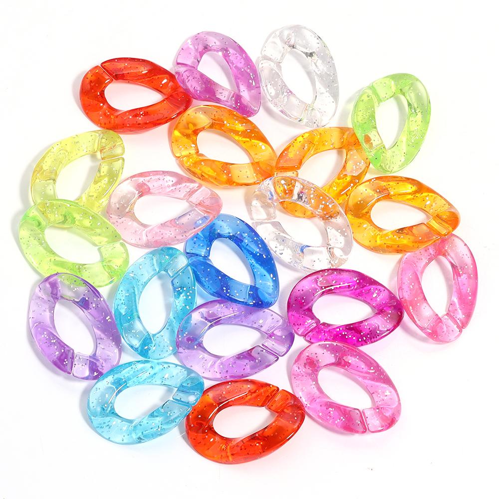 20pcs/Lot High Brightness Transparent Mixed Color Acrylic Chain Buckles For Jewelry Making DIY Necklace Bracelet Accessories