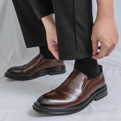 Classic Italian Style Pointed Business Leather Shoes Branded Men's Casual Leather Shoes Comfortable Non Slip Sole Driving Shoes