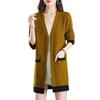 New women's medium and long v-neck sweater jacket autumn and winter new thin fashion knitted cardigan shawl