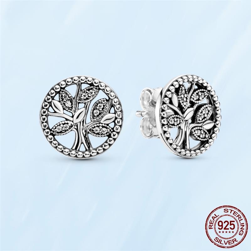 Real Original 925 Sterling Silver Daisy Flower Feather Hoop Heart Stud Earrings Fit Women Fashion Jewelry Engagement Party Gift