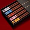 5Pairs High Quality Red Sandalwood Chopsticks Set Chinese Style Non-lacquered Non-wax Solid Wood Family Hotel Chopstick Set
