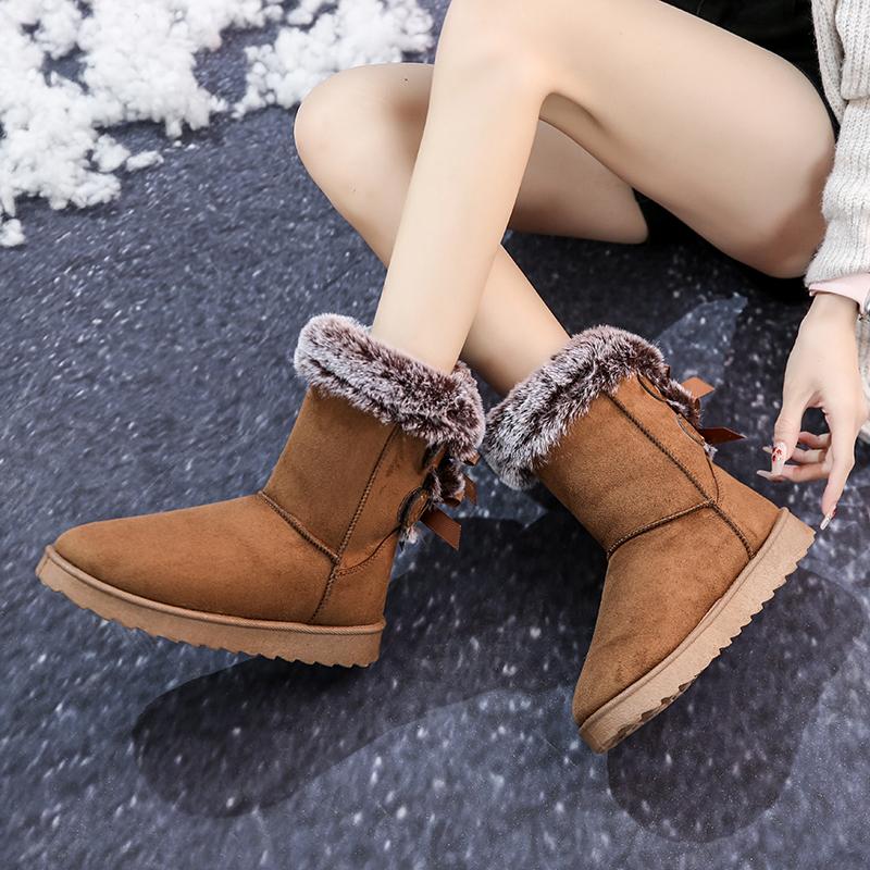 Fashion 2024 New Women Outdoor Comfortable Round Toe Boots Women Casual Winter Plush Fleece for Warmth Flat Snow Boots Shoes for Women