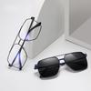 Magnetic Myopia Luxury Sunglasses Fashion Square Male Sun Glasses 2 In 1 Clip On Blue Light Blocking