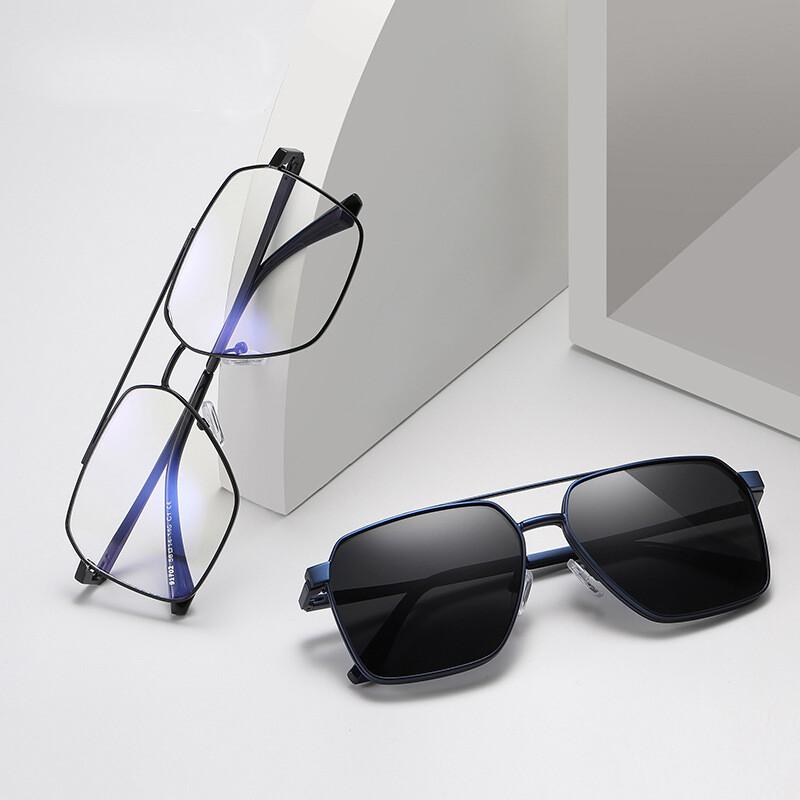 Magnetic Myopia Luxury Sunglasses Fashion Square Male Sun Glasses 2 In 1 Clip On Blue Light Blocking