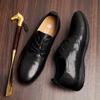 Bowei Men'S Leather Business Casual Leather Shoes Comfortable Round Head Lace-Up Shoes Fashionable Versatile Soft Sole Breathable Men'S Shoes