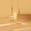 Gold Elegant Natural Stone Earrings With Trendy Fringe And Detail Chain
