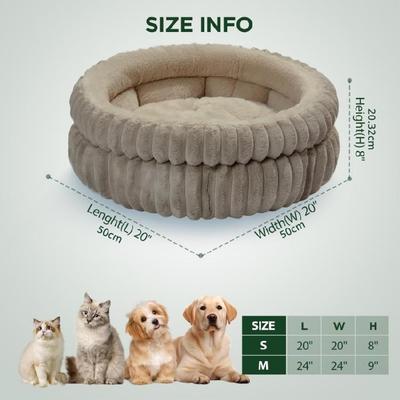 Comfortable Round Cats Bed for Indoor Cats and Small Dog Resting Washable Soft Plush Pet Bed with Removeable Cushion