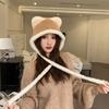 Korean Style Cute Cat Ear Hat Warm Women Fluffy Hats Kawaii Faux Fur Bucket Hat  Girls