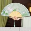 Folding Fan with Ancient Chinese Style, Featuring Landscape Motifs, Suitable for Summer, Portable Bamboo Fan for Hanfu, Cheongsam, and Dance Use
