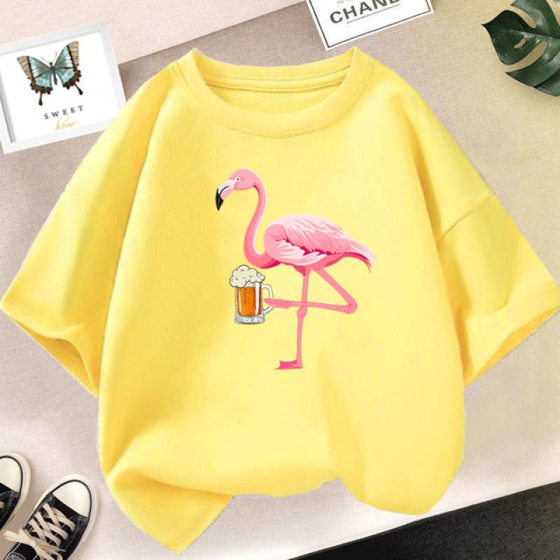 Sommer süße Kinder T-shirt Flamingo Cartoon Print Grafik T Shirt Mädchen Kawaii Tops Mode Design Kleidung