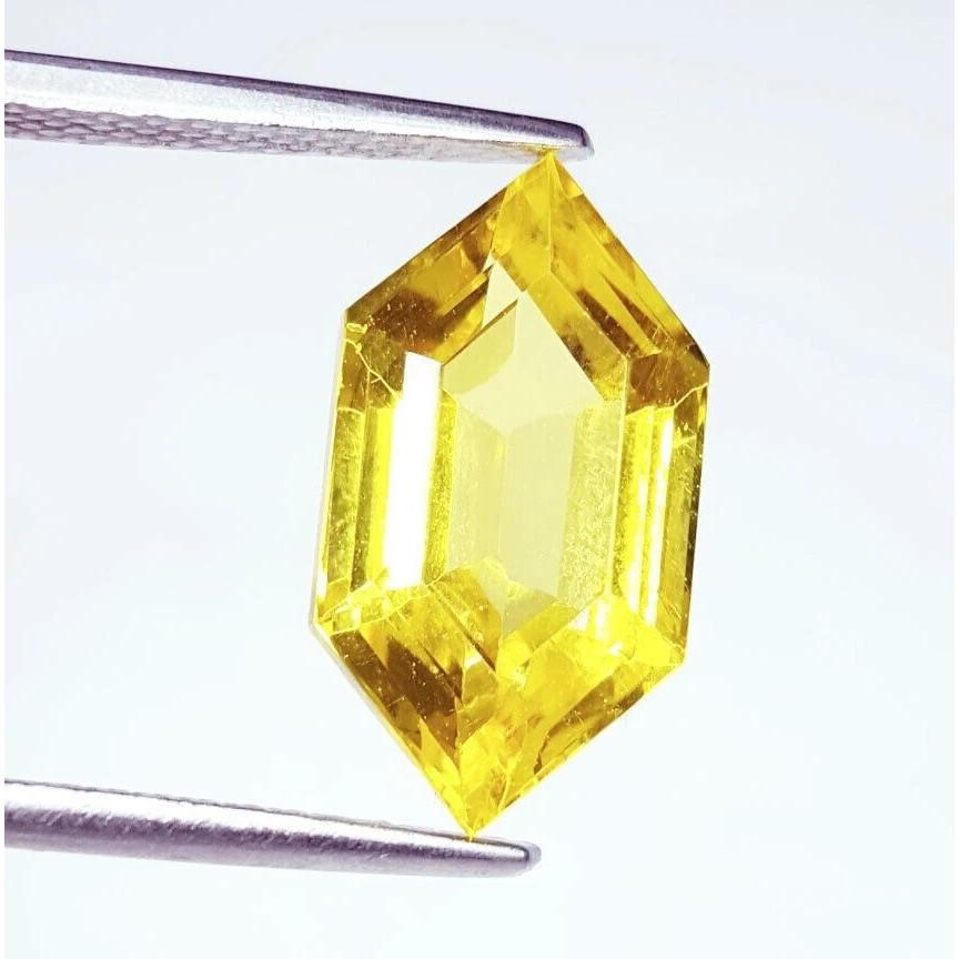 8-10 Ct Natural Yellow Sapphire Fancy Hexagon Fabulous Certified Loose Gemstone