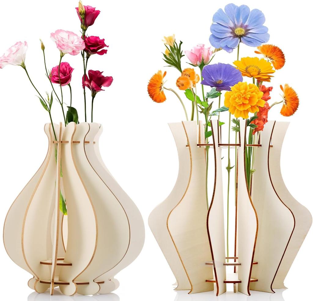 1 Stück Holzpuzzle Blumenvase Heimdeko-Zubehör Blumenstrauß Bauklötze Umweltfreundliche Holzblumenvasen für die Heimdekoration