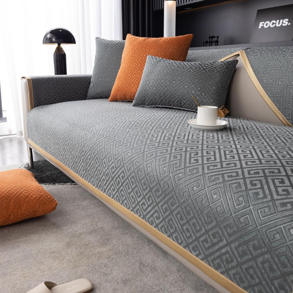 Cuscino per Divano Quattro Stagioni Universale Antiscivolo Copertura Copertura Completa Universale Cuscino Coperta Asciugamano Schienale Copertura Tessuto Lusso Leggero