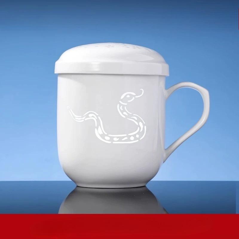 China Jingdezhen 400ml Ceramic Tea Cup  With Lid Drink Cup Household Office Conference Cup 12 Designs