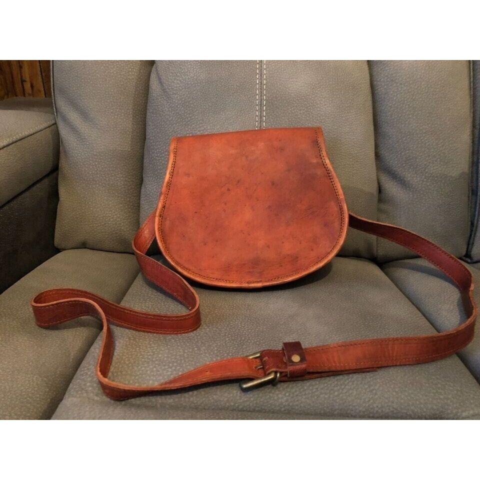 Goat Leather Women Purse Handmade Shoulder Handbag Crossbody Brown Bag