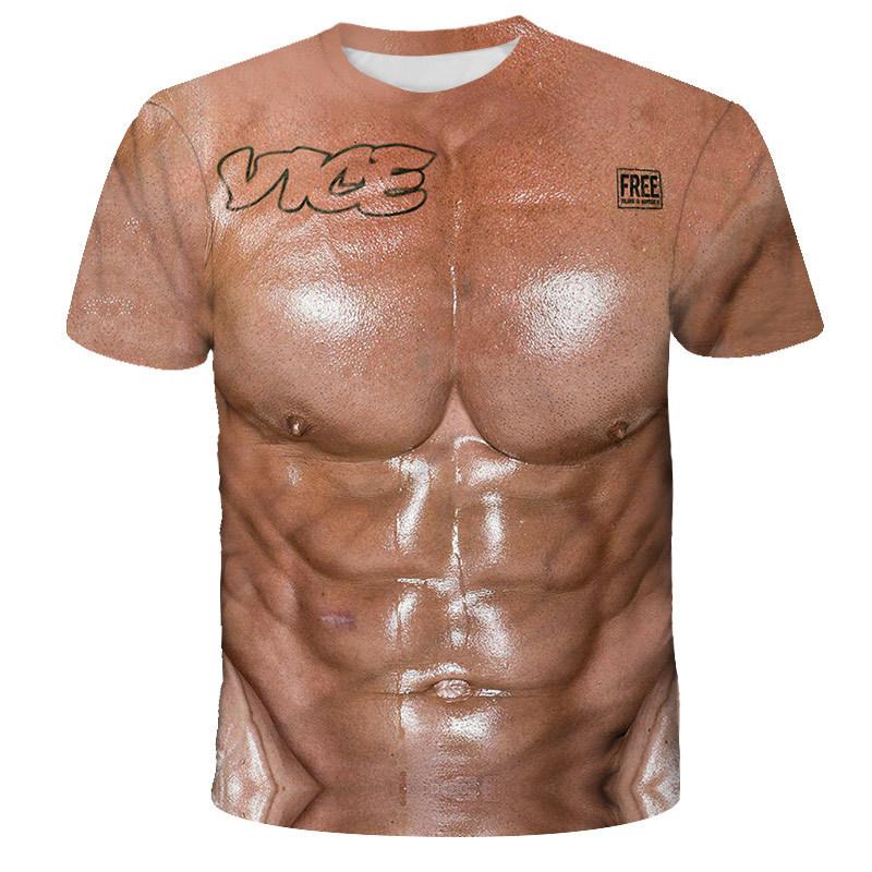 Suitable for Both Men Women Spring Summer Printed 3D Muscle Strong Men's Trendy Fashionable T-shirt