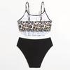 2024 Leopard Print Ruffle Children's High Waist Swimsuit Set