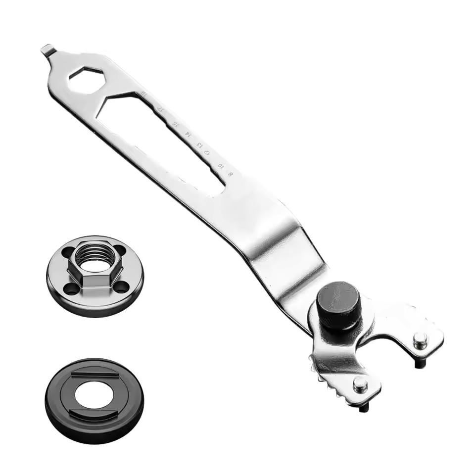 Adjustable Wrench For Angle Grinder With Lock Nut Function And Dual Pressure Plates For Secure Blade Installation