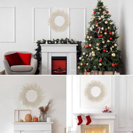 Artificial Pampas Grass Wreath Front Door Wall Mounts DIY Garland