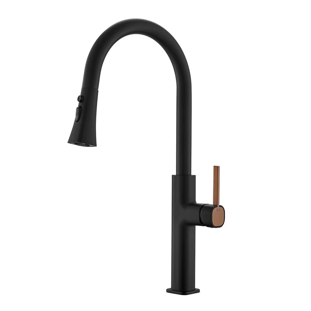 Tuqiu Grey Pull Out Kitchen Faucet Brass Black Sink Faucet Mixer Tap 360 Degree Rotation Torneira Cozinha Mixer Taps Kitchen Tap