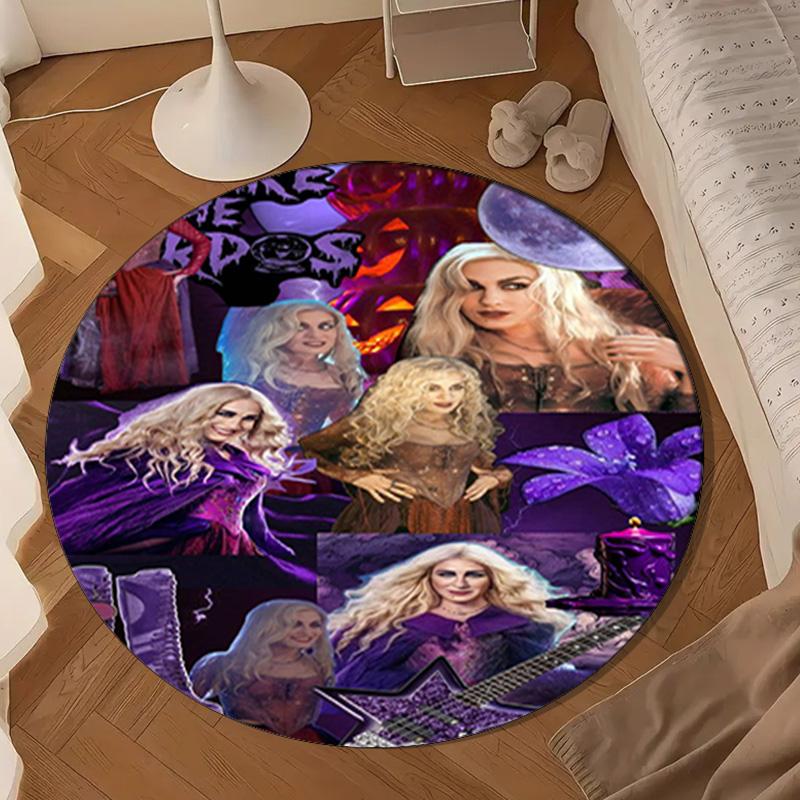 Halloween Witches Round Rug for Livingroom,Bedroom, Palyroom, Chair Rug, Area Rug, Circle Carpet, Large Size Fan Christmas Gift