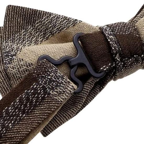 [Bowties.jp] Brown Check Asymmetrical Bow Tie, Easy-to-Wear Type, Bd545, Free Size