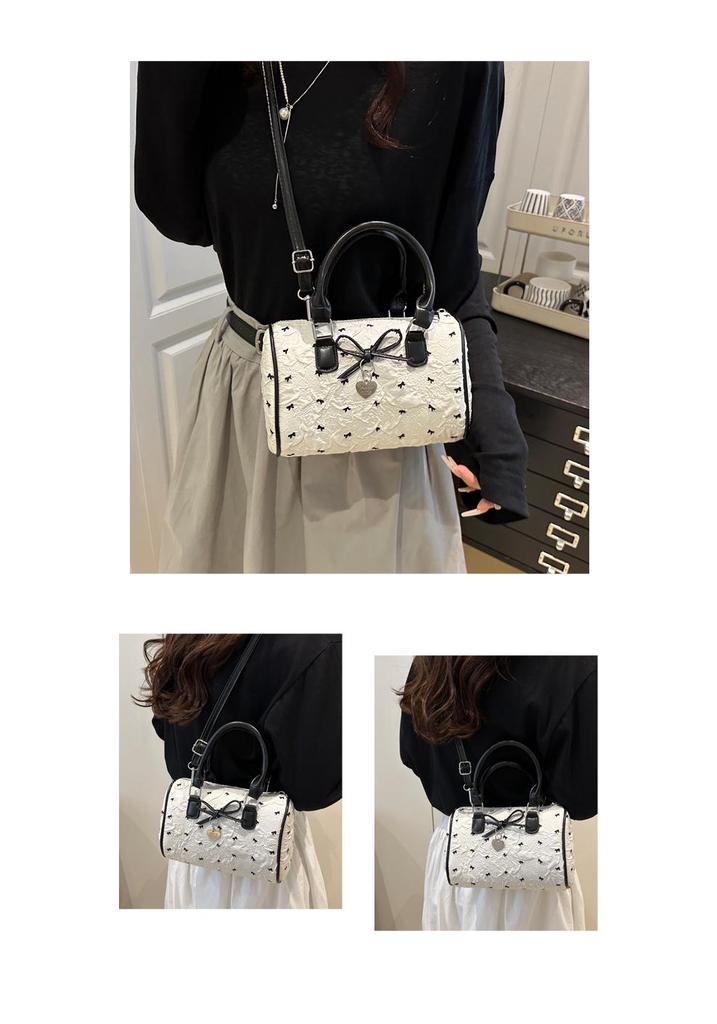 Korean Sweet Bow Boston Tote & Crossbody Bag - Fashionable Single Shoulder Handbag for Girls