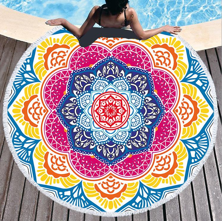 Mikrofaser Marmor Abstraktes Muster Strandtuch Rund Groß Aquarell Treibsand Yoga Handtuch Mit Quaste Strandmatte Decke Abdeckung