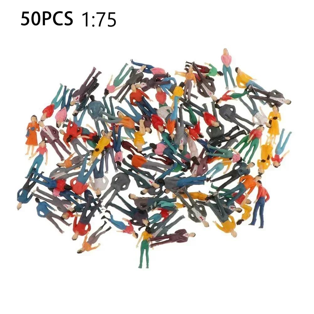 New 50Pcs Miniature Figures Model 1:75 Scale Figures Resin Diorama Railway Train Painted Figures Model DIY Craft Toys For Kids