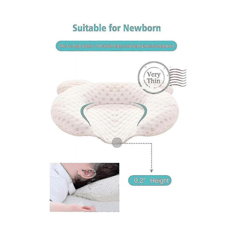 Almofadas Macias para Berço de Bebê Muitar Unissex para Recém-Nascidos Moldagem da Cabeça Suporte para Bebês Dormir Cabeça Almofadas de Dormir com Orelhas de Urso