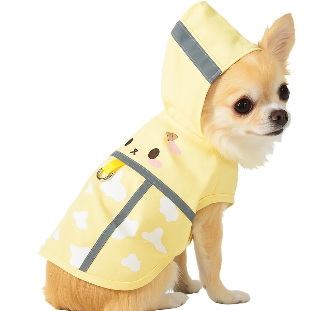 Fashion Cartoon Dog Rainwear Polyester Waterproof Dog Hooded Raincoat with Reflective Strip Puppy Clothes Outdoor Activities