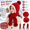 Lace Trim Integrated Winter Set Windproof Earflaps Winter Hat Soft Knitted Hat Scarf Set  For Girls