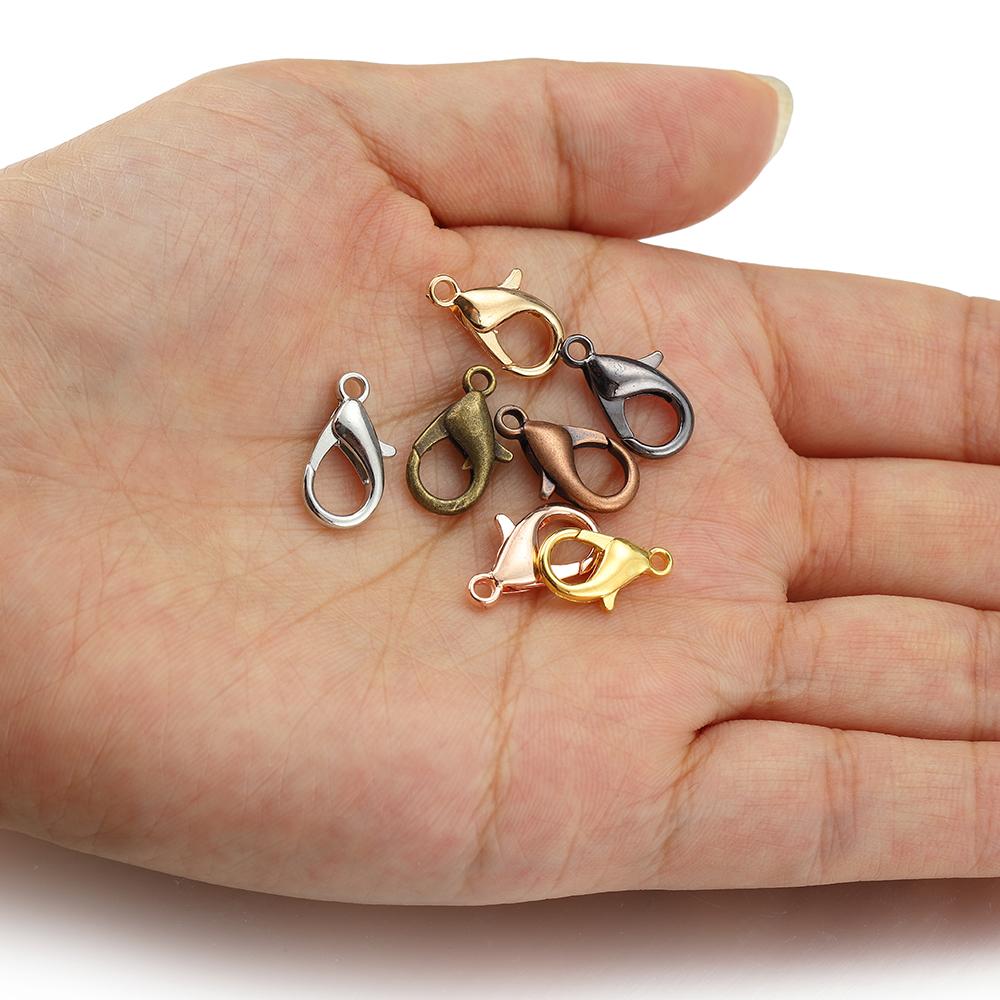 100pcs 10-18mm Carabiner Clasps for Jewelry Making Components DIY Lobster Clasp Bracelet Necklace Hooks Chain Closure Keychain