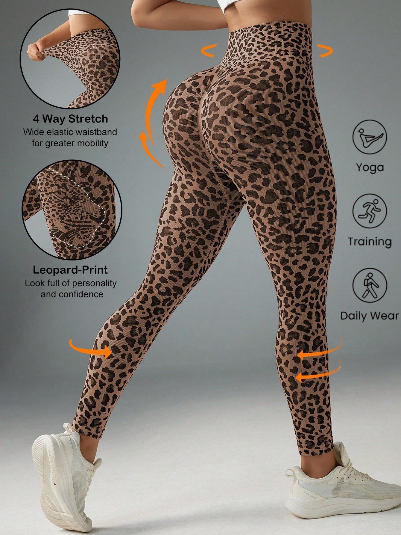 JYL Leopard Print Yoga Pants High Waist Hip Lifting Quick Dry M аметист