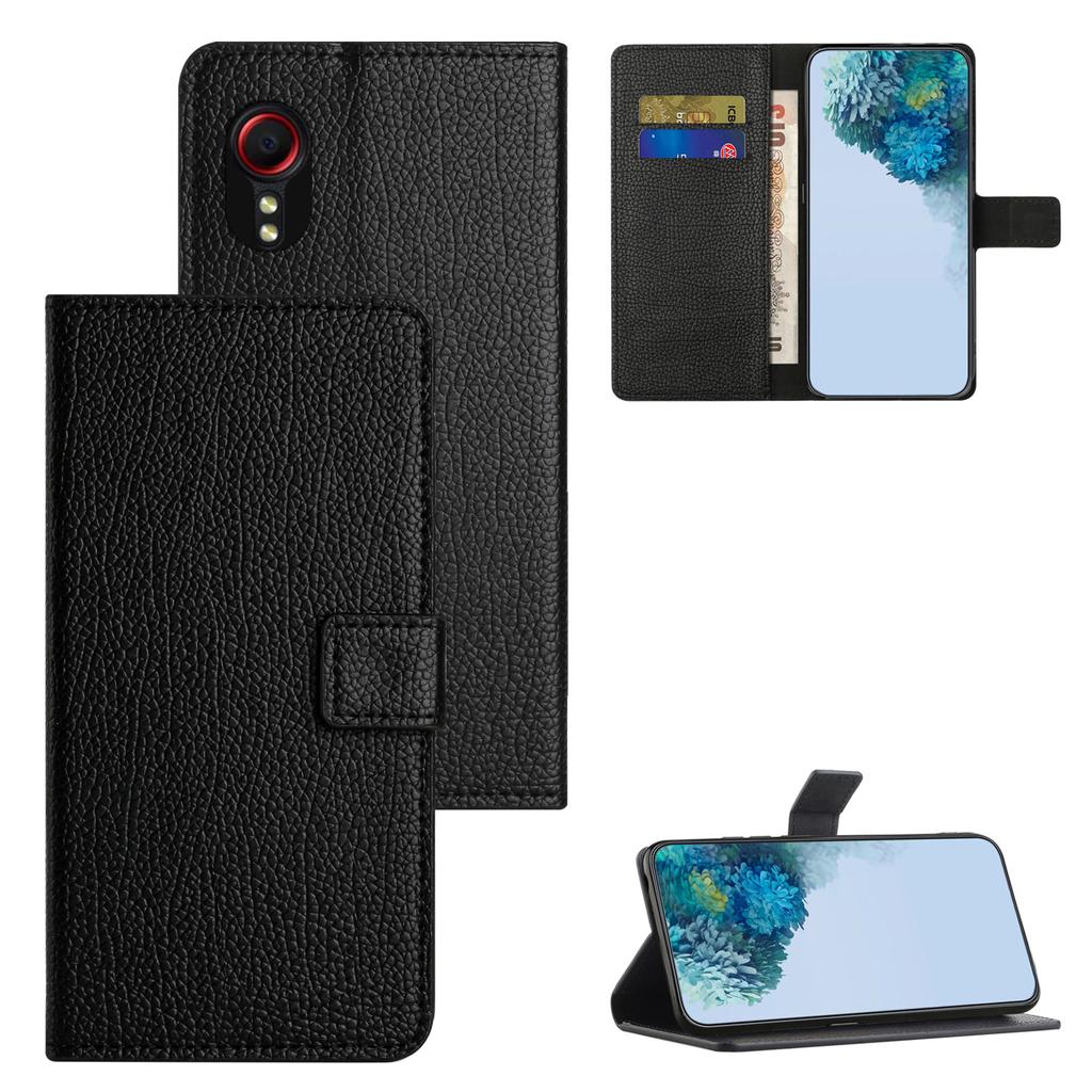 For Samsung Galaxy Xcover7 Cell Phone Case Litchi Texture PU Leather Wallet Stand Anti-drop Cover